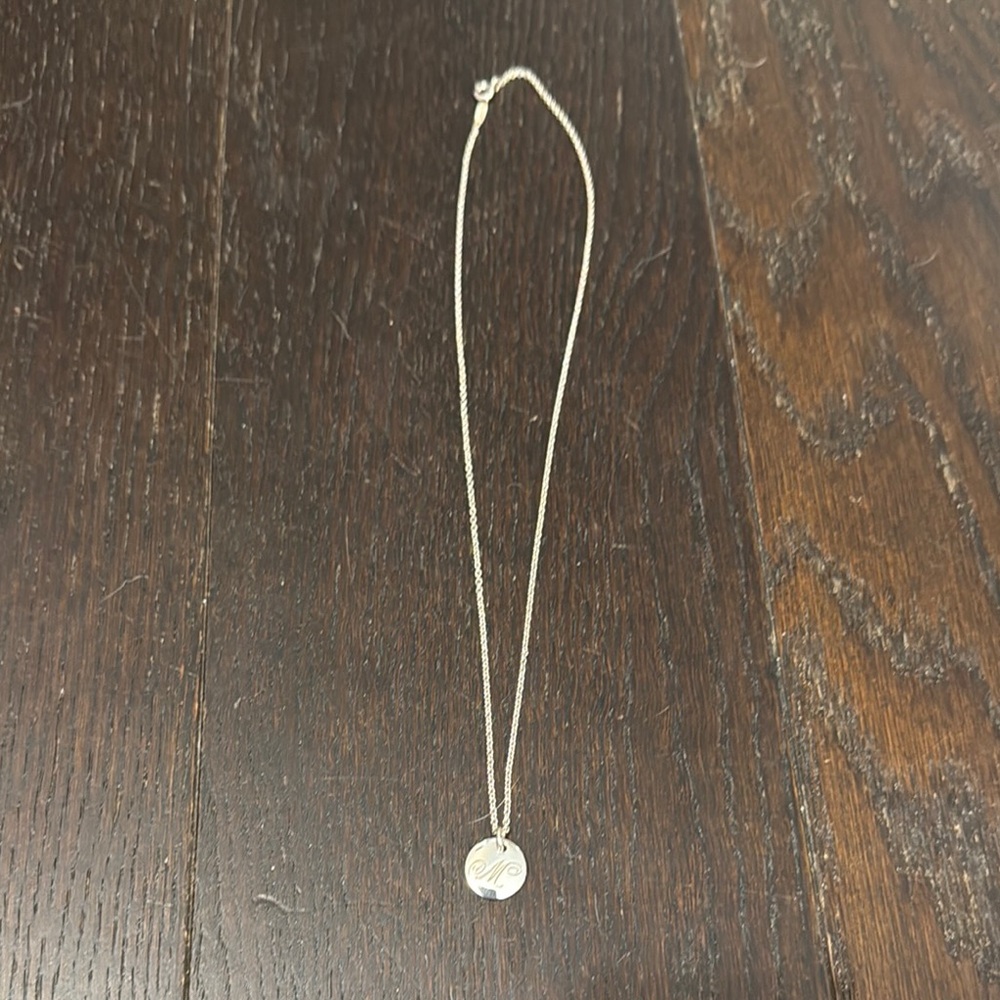 Tiffany Sterling Silver Initial M Pendant Necklace